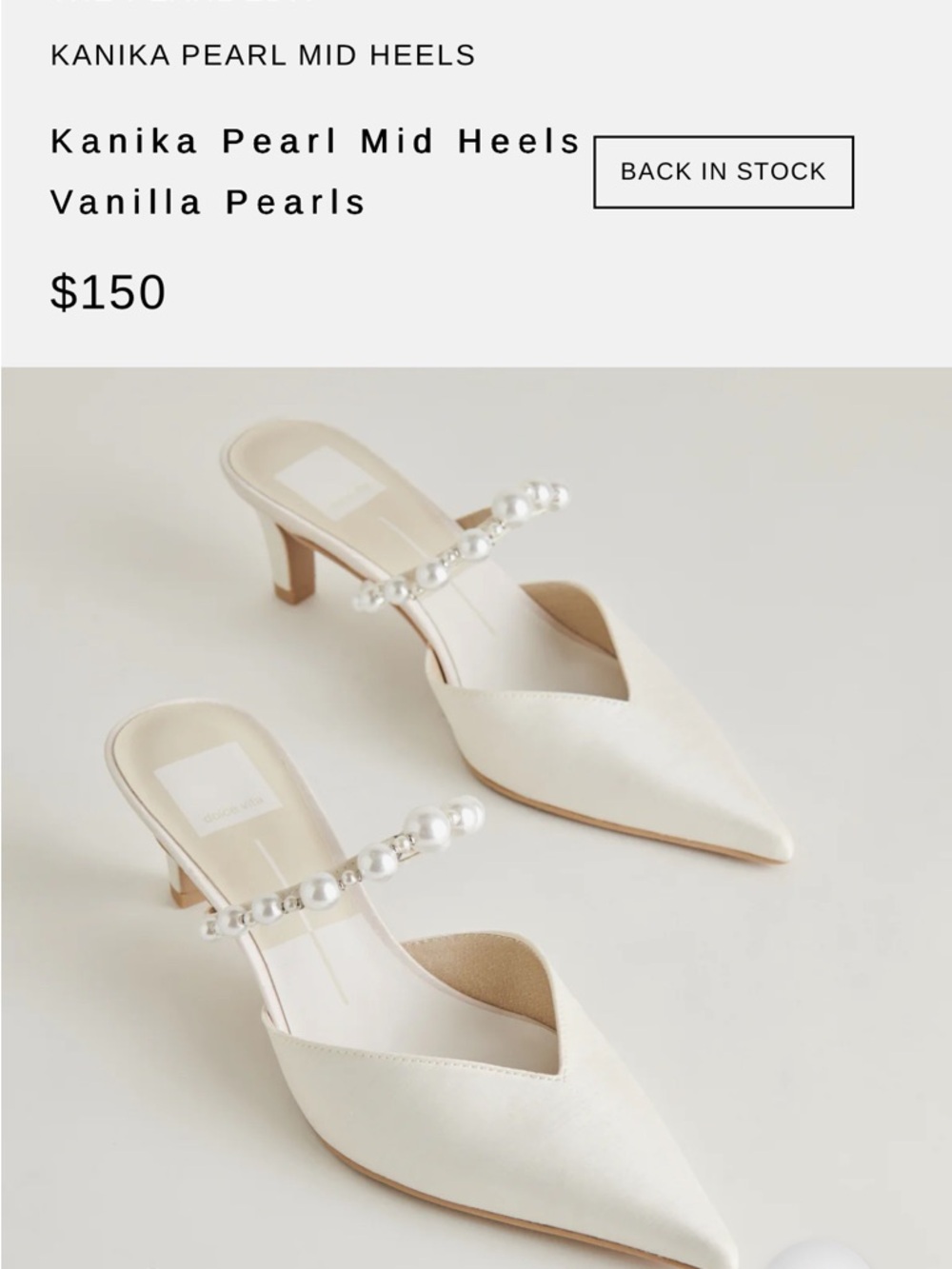 Dolce Vita Kanika Pearl Mid Heels Vanilla Pearls